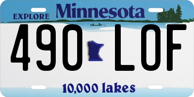 MN license plate 490LOF