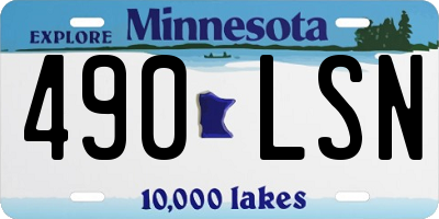 MN license plate 490LSN