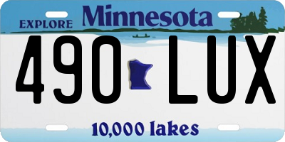 MN license plate 490LUX