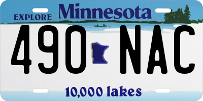 MN license plate 490NAC