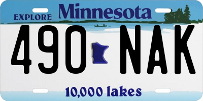 MN license plate 490NAK
