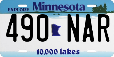 MN license plate 490NAR