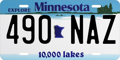 MN license plate 490NAZ
