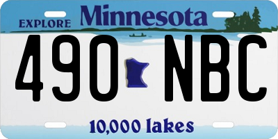 MN license plate 490NBC