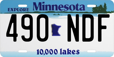 MN license plate 490NDF