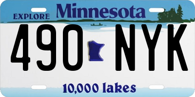 MN license plate 490NYK