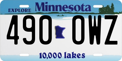 MN license plate 490OWZ