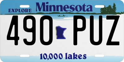 MN license plate 490PUZ