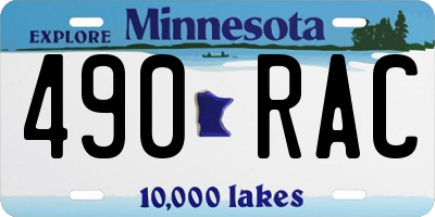 MN license plate 490RAC