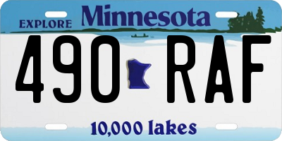 MN license plate 490RAF