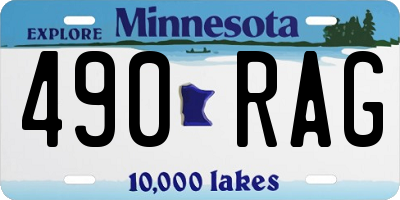 MN license plate 490RAG