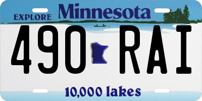 MN license plate 490RAI