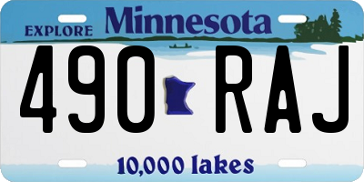 MN license plate 490RAJ