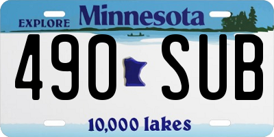 MN license plate 490SUB
