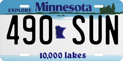 MN license plate 490SUN