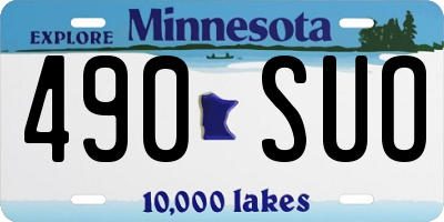 MN license plate 490SUO