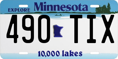 MN license plate 490TIX