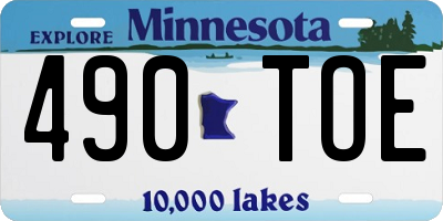 MN license plate 490TOE