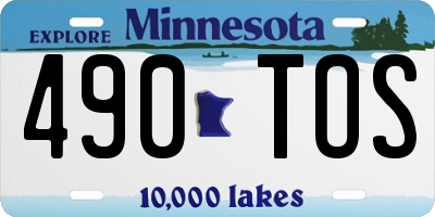 MN license plate 490TOS