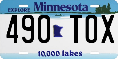 MN license plate 490TOX