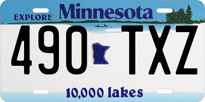 MN license plate 490TXZ