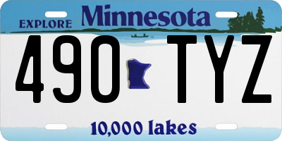 MN license plate 490TYZ