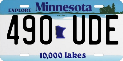MN license plate 490UDE