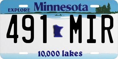 MN license plate 491MIR