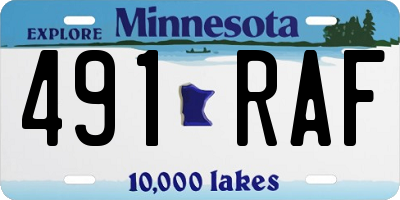 MN license plate 491RAF