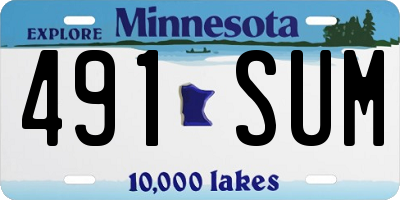 MN license plate 491SUM