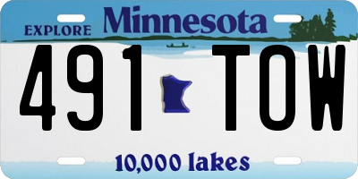 MN license plate 491TOW