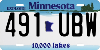 MN license plate 491UBW