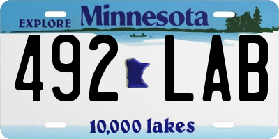MN license plate 492LAB