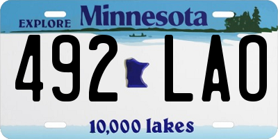 MN license plate 492LAO