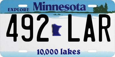 MN license plate 492LAR