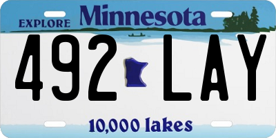 MN license plate 492LAY