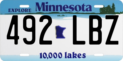 MN license plate 492LBZ