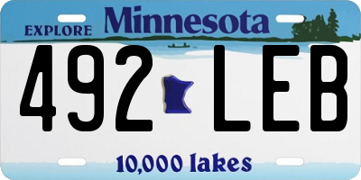 MN license plate 492LEB