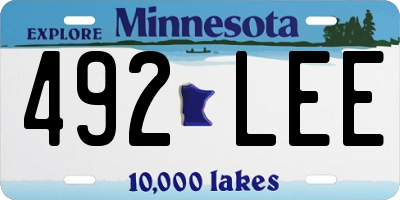 MN license plate 492LEE
