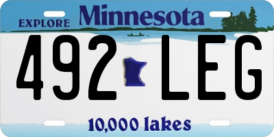 MN license plate 492LEG