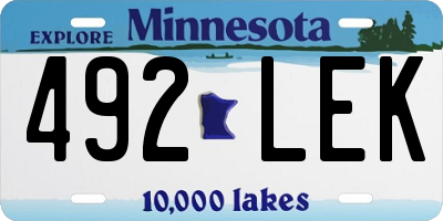 MN license plate 492LEK
