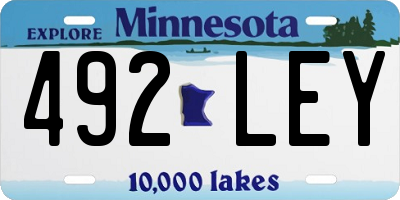 MN license plate 492LEY