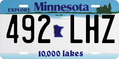 MN license plate 492LHZ