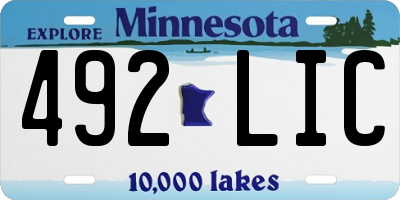 MN license plate 492LIC