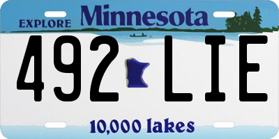 MN license plate 492LIE