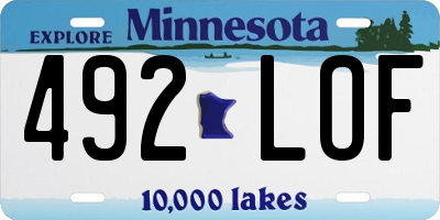 MN license plate 492LOF