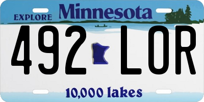 MN license plate 492LOR