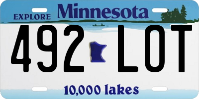 MN license plate 492LOT