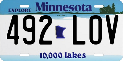 MN license plate 492LOV