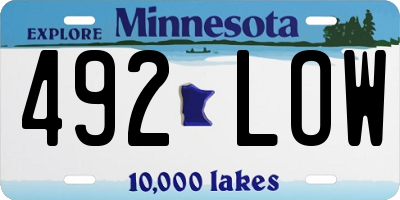 MN license plate 492LOW